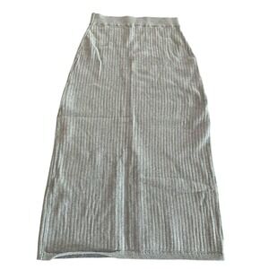 Free People Ribbed Knit Midi Skirt Women SP Gray Quiet Luxury Casual Minimalist